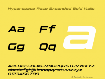 Hyperspace Race Expanded Bold Italic Version 1.000;hotconv 1.0.109;makeotfexe 2.5.65596图片样张