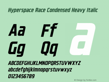 Hyperspace Race Condensed Heavy Italic Version 1.000;hotconv 1.0.109;makeotfexe 2.5.65596图片样张