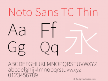 Noto Sans TC Thin 图片样张