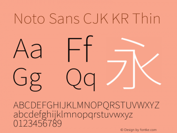 Noto Sans CJK KR Thin 图片样张