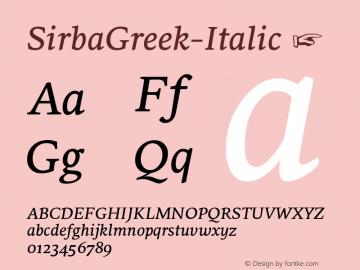 ☞SirbaGreek-Italic Version 2.000;com.myfonts.easy.type-together.sirba.greek-italic.wfkit2.version.4b9e图片样张