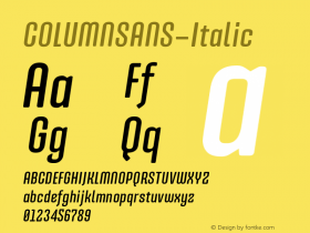 ☞COLUMNSANS-Italic Version 1.003; ttfautohint (v1.5);com.myfonts.easy.aawm.column-sans.italic.wfkit2.version.44Tq图片样张