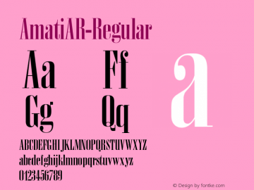 ☞AmatiAR-Regular Version 1.000;PS 001.001;hotconv 1.0.56; ttfautohint (v1.5);com.myfonts.easy.artytype.amati-ar.regular.wfkit2.version.3CeH图片样张