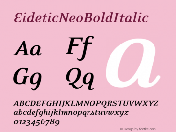 ☞EideticNeoBoldItalic Version 001.000 ; ttfautohint (v1.5);com.myfonts.easy.emigre.eidetic-neo.bold-italic.wfkit2.version.MnT图片样张