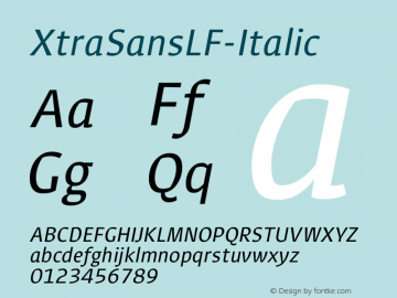 ☞XtraSansLF-Italic Version 2.002 2006;com.myfonts.typolar.xtra-sans.lf-italic.wfkit2.3wa7图片样张