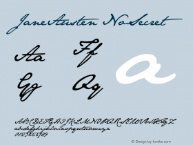 JaneAusten NoSecret Version 1.50 June 2010, initial release  March 2005 Font Sample