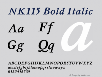 NK115 Bold Italic OTF 1.000;PS 001.000;Core 1.0.29 Font Sample