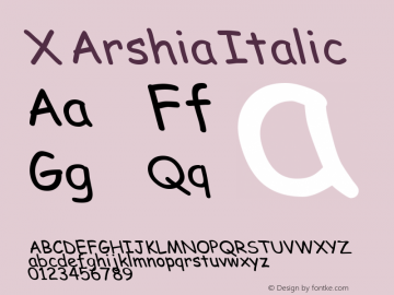 X Arshia Italic Version 1.8 Font Sample