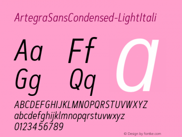 ☞Artegra Sans Condensed Light Italic Version 1.001;com.myfonts.easy.artegra.artegra-sans.cond-light-italic.wfkit2.version.4PCH图片样张