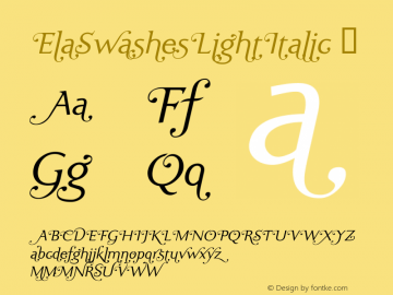 ☞ElaSwashesLightItalic Macromedia Fontographer 4.1.5 30.03.2005;com.myfonts.wiescherdesign.ela-swashes.light-italic.wfkit2.2nAC图片样张