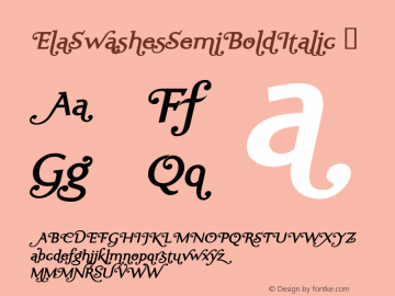 ☞ElaSwashesSemiBoldItalic Macromedia Fontographer 4.1.5 30.03.2005;com.myfonts.easy.wiescherdesign.ela-swashes.semi-bold-italic.wfkit2.version.2nAG图片样张