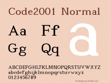Code2001 Normal Version 0.918 Font Sample