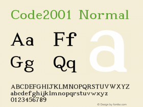 Code2001 Normal Version 0.919 Font Sample