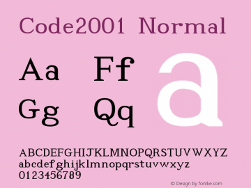 Code2001 Normal Version 0.915 Font Sample