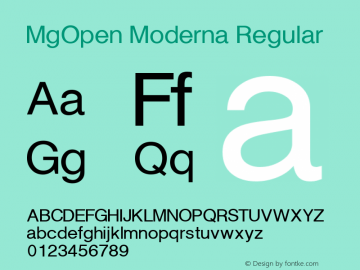 MgOpen Moderna Regular Version 1.00 2004 initial release Font Sample