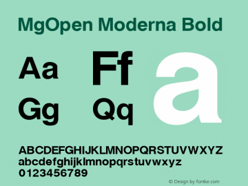 MgOpen Moderna Bold Version 1.00 2004 initial release Font Sample