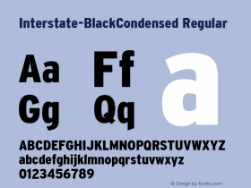 Interstate-BlackCondensed Regular Version 001.000 Font Sample