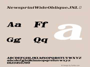 ☞Newsprint Wide Oblique JNL Version 1.000 - 2011 initial release;com.myfonts.jnlevine.newsprint.wide-oblique.wfkit2.3Cu3图片样张