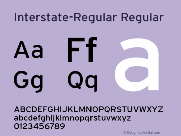 Interstate-Regular Regular Version 001.000 Font Sample