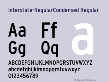 Interstate-RegularCondensed Regular 001.000 Font Sample