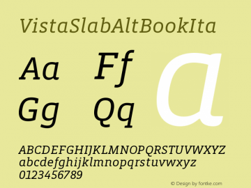 ☞VistaSlabAltBookIta Version 001.000 2008; ttfautohint (v1.5);com.myfonts.easy.emigre.vista-slab.alt-book-italic.wfkit2.version.32Wb图片样张