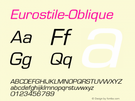 ☞Eurostile Oblique Version 001.002 ; ttfautohint (v1.5);com.myfonts.easy.mti.eurostile.oblique.wfkit2.version.tdv图片样张