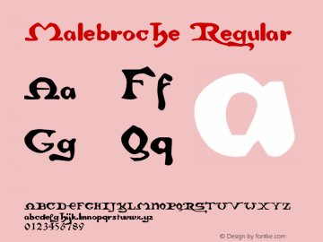 Malebroche Regular Macromedia Fontographer 4.1 26/04/2005图片样张