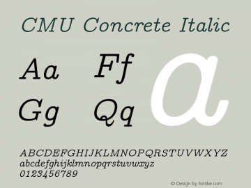 CMU Concrete Italic Version 0.4.0 Font Sample