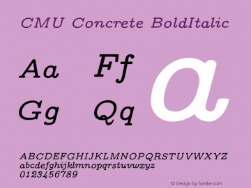 CMU Concrete BoldItalic Version 0.4.0 Font Sample