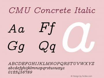CMU Concrete Italic Version 0.4.1 Font Sample