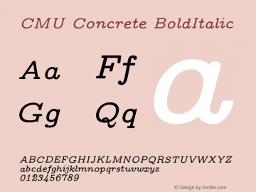 CMU Concrete BoldItalic Version 0.4.1 Font Sample