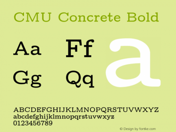 CMU Concrete Bold Version 0.4.2 Font Sample