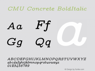 CMU Concrete BoldItalic Version 0.4.2 Font Sample