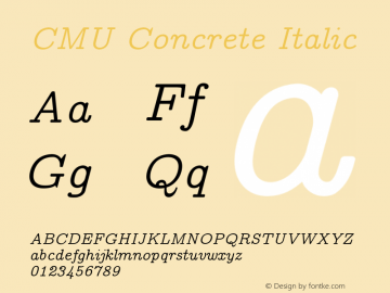 CMU Concrete Italic Version 0.4.2 Font Sample