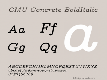 CMU Concrete BoldItalic Version 0.4.3 Font Sample