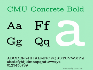 CMU Concrete Bold Version 0.4.3 Font Sample