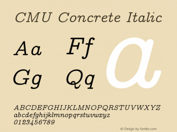 CMU Concrete Italic Version 0.4.3 Font Sample