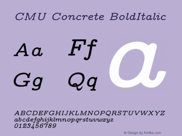 CMU Concrete BoldItalic Version 0.5.0 Font Sample