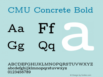 CMU Concrete Bold Version 0.5.0 Font Sample