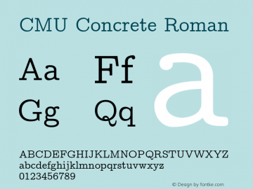 CMU Concrete Roman Version 0.5.0 Font Sample
