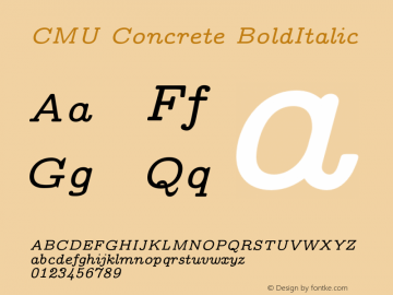 CMU Concrete BoldItalic Version 0.6.0 Font Sample
