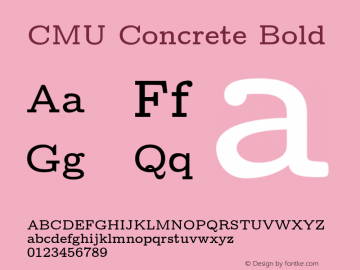 CMU Concrete Bold Version 0.6.0 Font Sample