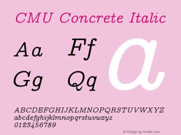 CMU Concrete Italic Version 0.6.0 Font Sample