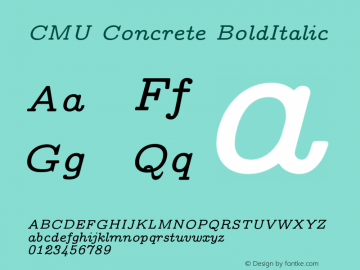 CMU Concrete BoldItalic Version 0.6.1 Font Sample