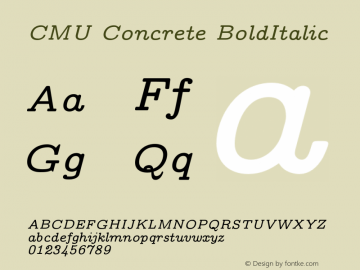 CMU Concrete BoldItalic Version 0.6.2 Font Sample