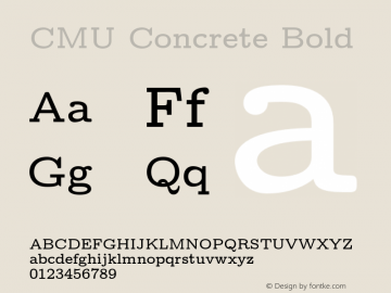 CMU Concrete Bold Version 0.6.2 Font Sample