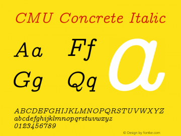 CMU Concrete Italic Version 0.6.3 Font Sample