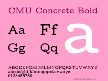 CMU Concrete Bold Version 0.6.3 Font Sample