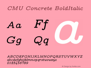 CMU Concrete BoldItalic Version 0.6.3 Font Sample