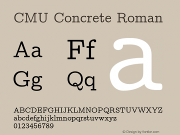 CMU Concrete Roman Version 0.6.3a Font Sample